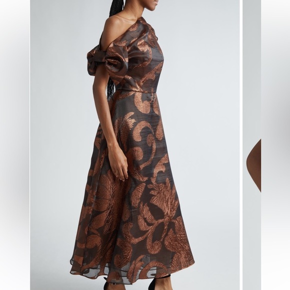 NWT LELA ROSE Evelyn Asymmetric Neck Metallic Jacquard size 8 - this season - Picture 2 of 7